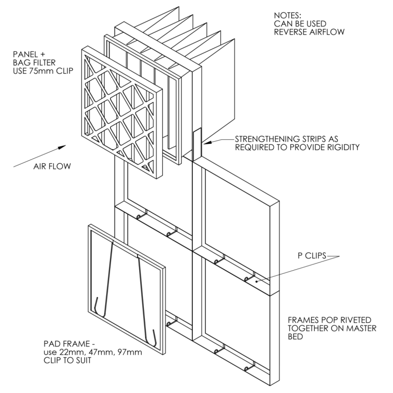 Front Withdrawal Air Filter Frame For Panel or Bag Air Filters Airclean