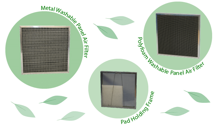 eco friendly washable air filter range and pad holding frames to reduce waste