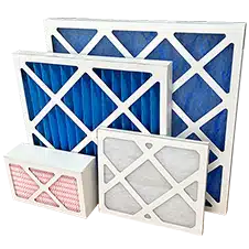 range of panel filters for MVHR including pleated panels, glass fibre and minicells